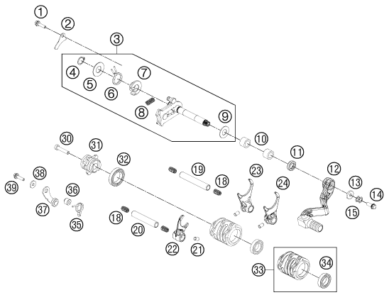 Sprängskiss: Shifting Mechanism – KTM 65 SX 2013
