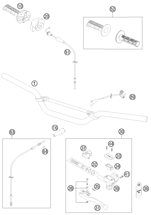 Sprängskiss: Handlebar, Controls – KTM 85 SX 17/14 2012