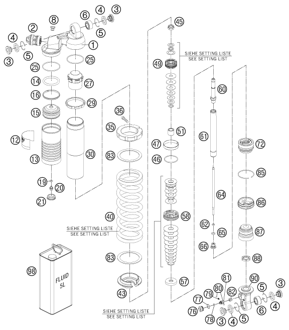 Sprängskiss: Shock Absorber Disassembled – KTM 85 SX 17/14 2012