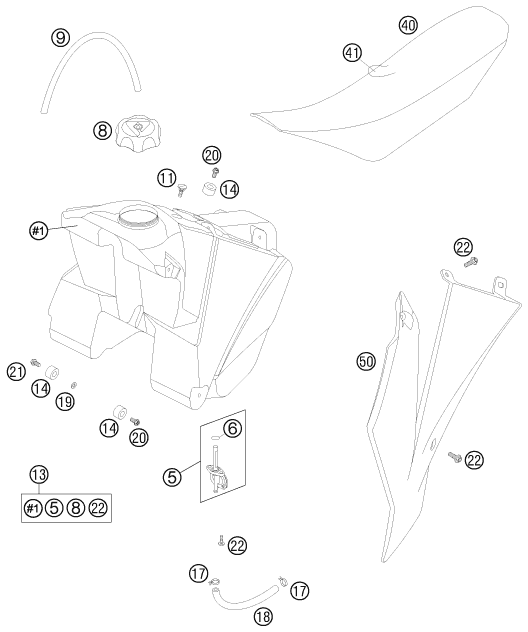 Sprängskiss: Tank, Seat – KTM 85 SX 17/14 2012
