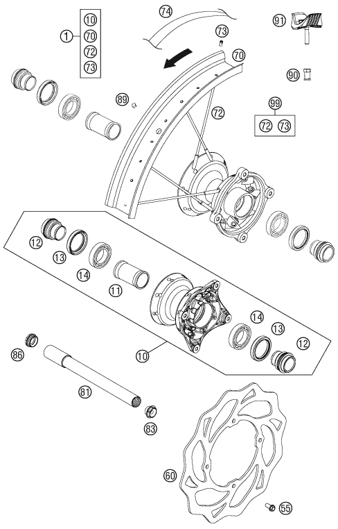 Sprängskiss: Front Wheel – KTM 85 SX 17/14 2012