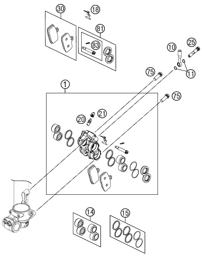 Sprängskiss: Front Brake Caliper – KTM 85 SX 17/14 2012