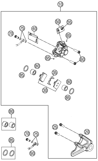 Sprängskiss: Rear Brake Caliper – KTM 85 SX 17/14 2014
