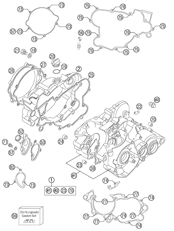 Sprängskiss: Engine Case – KTM 85 SX 17/14 2014