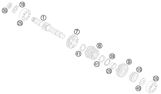 Sprängskiss: Transmission I - Main Shaft – KTM 85 SX 17/14 2014