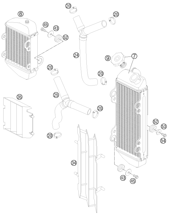 Sprängskiss: Cooling System – KTM 85 SX 17/14 2012