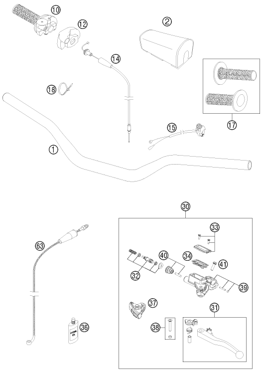Sprängskiss: Handlebar, Controls – KTM 125 SX 2012