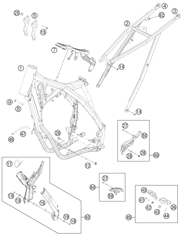 Sprängskiss: Frame – KTM 125 SX 2012
