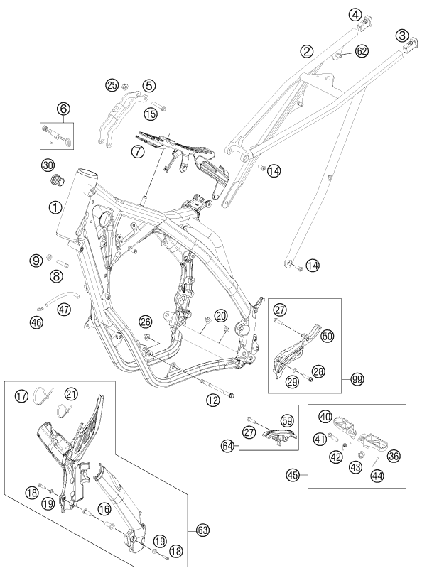 Sprängskiss: Frame – KTM 200 EXC 2012