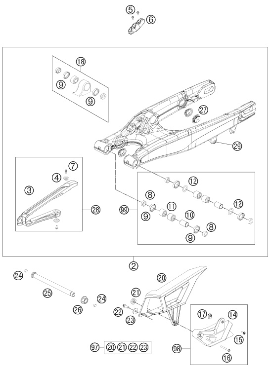 Sprängskiss: Swing Arm – KTM 200 EXC 2012