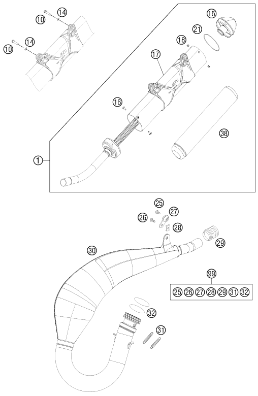 Sprängskiss: Exhaust System – KTM 125 EXC 2012