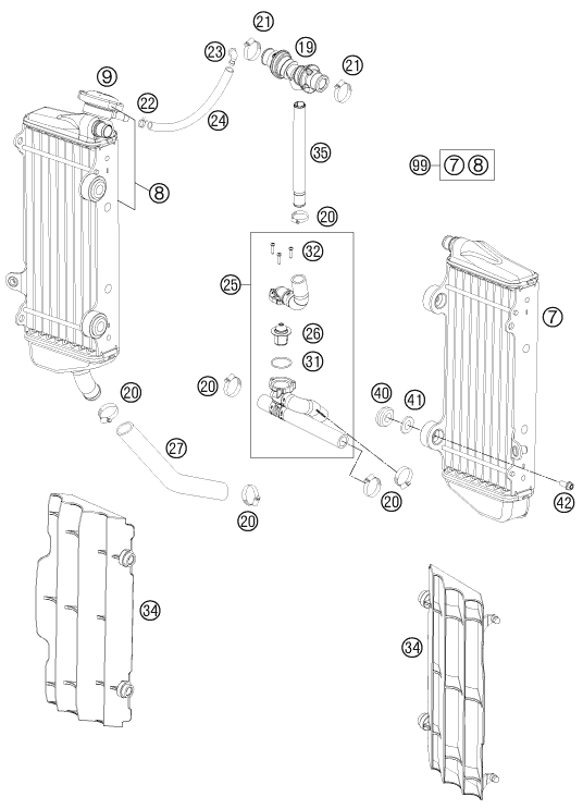 Sprängskiss: Cooling System – KTM 250 EXC SIX-DAYS 2014