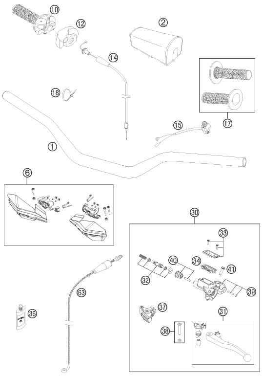 Sprängskiss: Handlebar, Controls – KTM 150 XC 2012