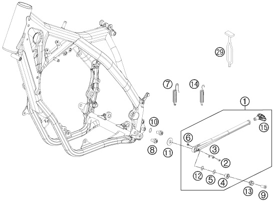 Sprängskiss: Side / Center Stand – KTM 150 XC 2012