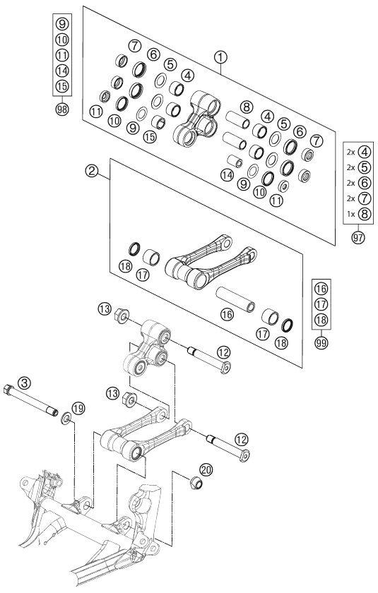 Sprängskiss: Pro Lever Linking – KTM 150 XC 2012
