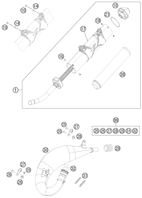 Sprängskiss: Exhaust System – KTM 150 XC 2012