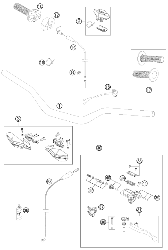 Sprängskiss: Handlebar, Controls – KTM 200 XC-W 2012