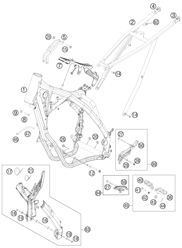 Sprängskiss: Frame – KTM 200 XC-W 2012