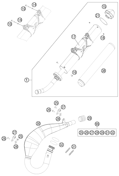 Sprängskiss: Exhaust System – KTM 200 XC-W 2012