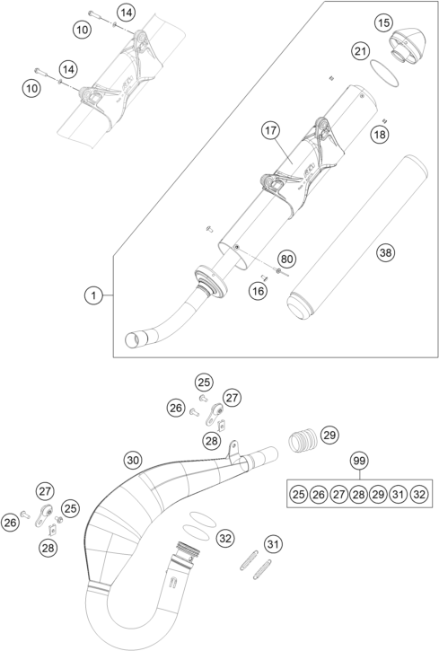 Sprängskiss: Exhaust System – KTM 200 EXC 2013