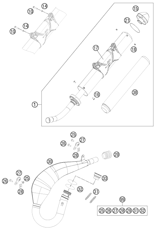 Sprängskiss: Exhaust System – KTM 200 EXC 2012