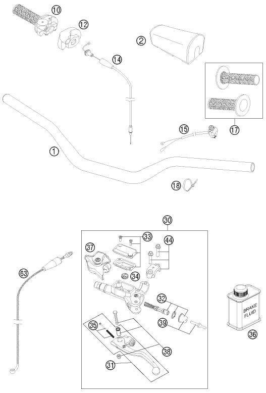 Sprängskiss: Handlebar, Controls – KTM 250 SX 2012