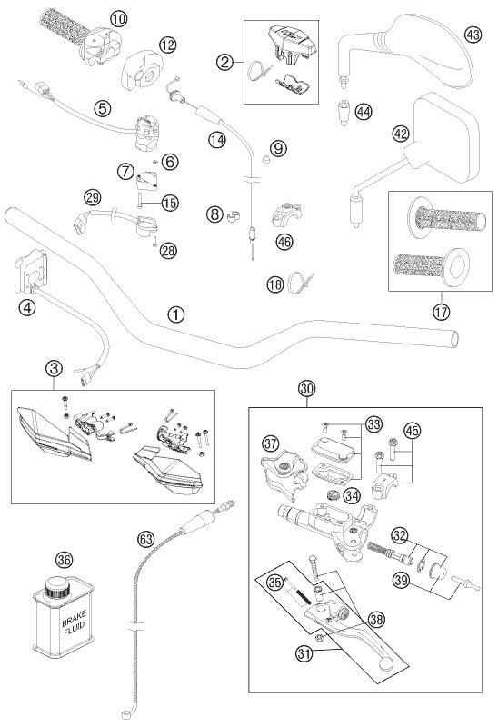 Sprängskiss: Handlebar, Controls – KTM 250 EXC 2012