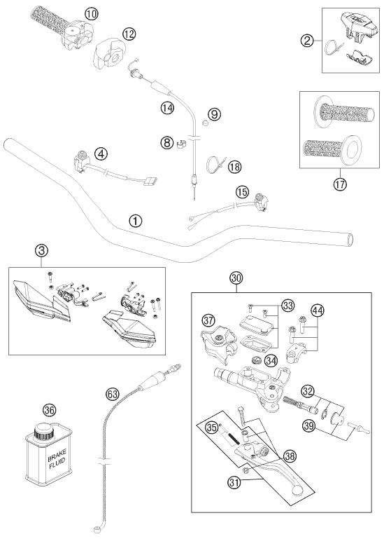 Sprängskiss: Handlebar, Controls – KTM 300 XC-W 2012