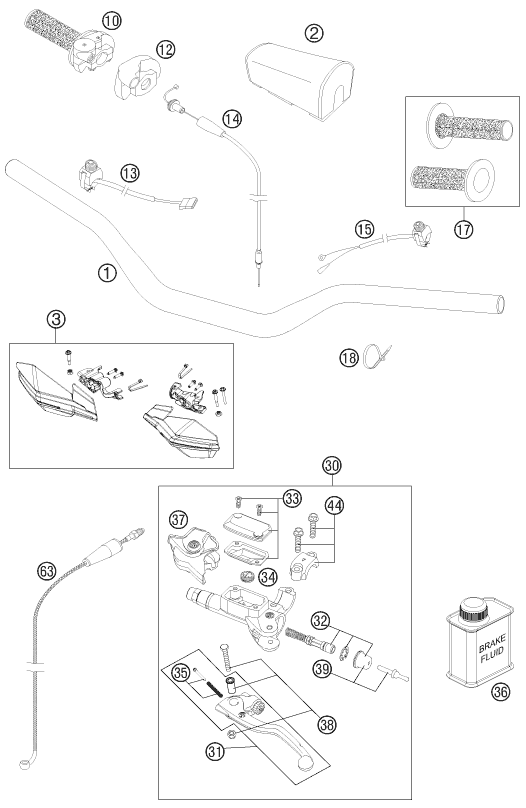 Sprängskiss: Handlebar, Controls – KTM 250 XC 2012