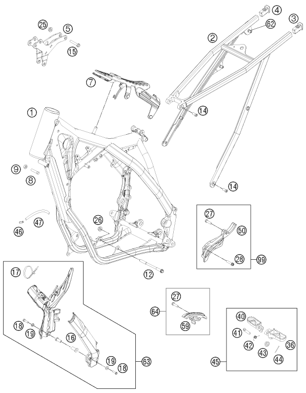 Sprängskiss: Frame – KTM 250 SX 2012