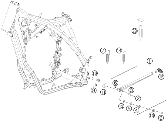 Sprängskiss: Side / Center Stand – KTM 250 XC 2013