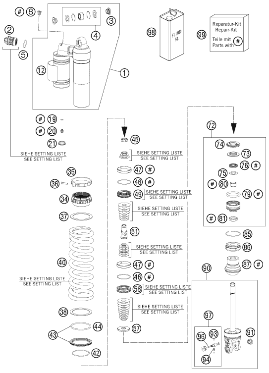 Sprängskiss: Shock Absorber Disassembled – KTM 350 EXC-F 2012