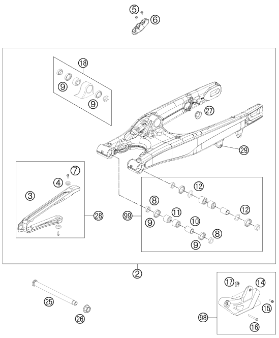 Sprängskiss: Swing Arm – KTM 300 XC-W 2012