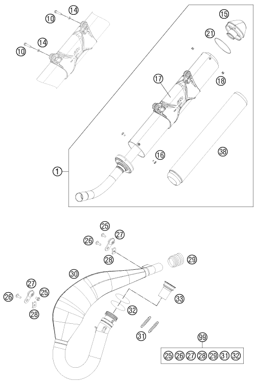 Sprängskiss: Exhaust System – KTM 300 EXC SIX-DAYS 2012