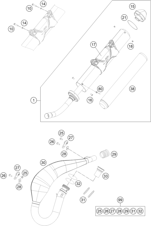 Sprängskiss: Exhaust System – KTM 250 EXC SIX-DAYS 2014