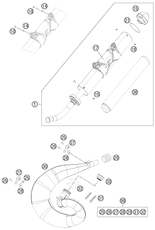 Sprängskiss: Exhaust System – KTM 250 EXC 2013