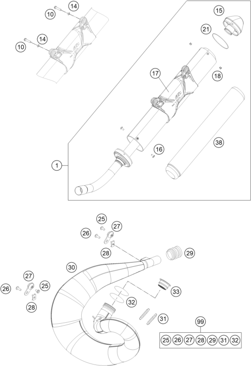 Sprängskiss: Exhaust System – KTM 250 EXC 2014