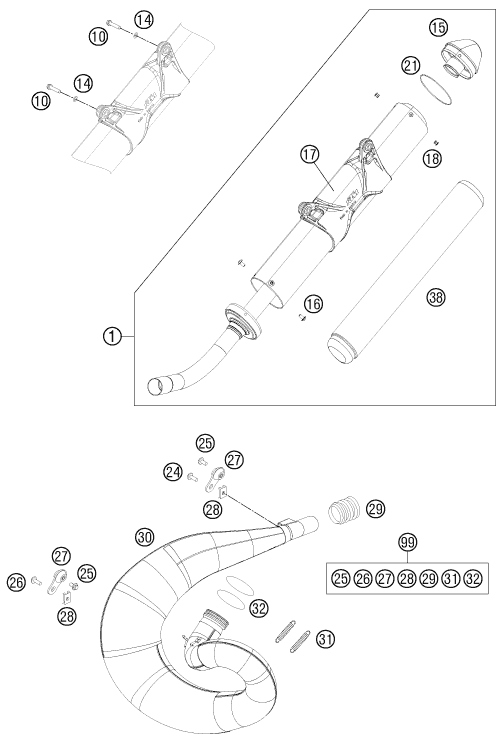 Sprängskiss: Exhaust System – KTM 300 XC 2015