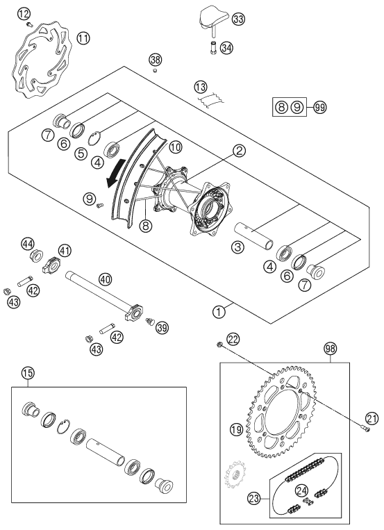 Sprängskiss: Rear Wheel – KTM 300 XC-W 2012