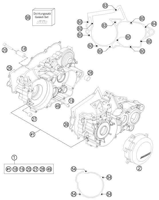 Sprängskiss: Engine Case – KTM 250 SX 2012