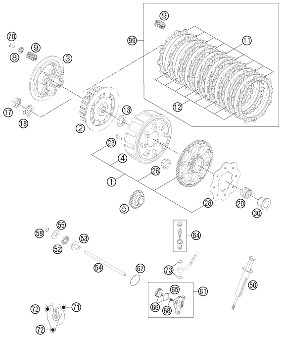 Sprängskiss: Clutch – KTM 300 XC-W 2012