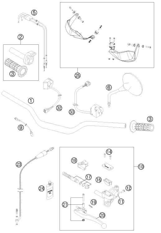 Sprängskiss: Handlebar, Controls – KTM 990 ADVENTURE R CKD 2012