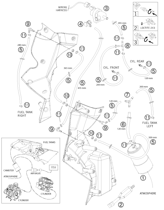 Sprängskiss: Evaporative Canister – KTM 990 ADVENTURE R 2012