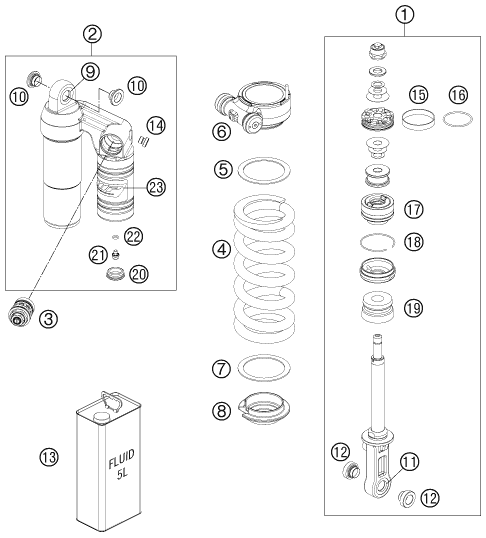 Sprängskiss: Shock Absorber Disassembled – KTM 990 SUPERM. T BLACK ABS 2012