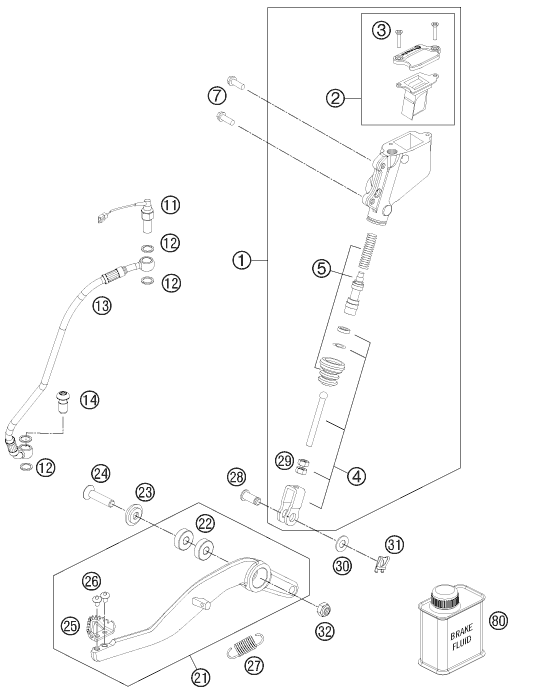 Sprängskiss: Rear Brake Control – KTM 990 SUPERMOTO R 2012