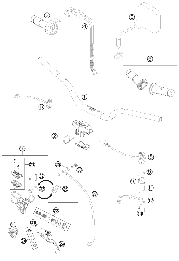 Sprängskiss: Handlebar, Controls – KTM FREERIDE 350 2013