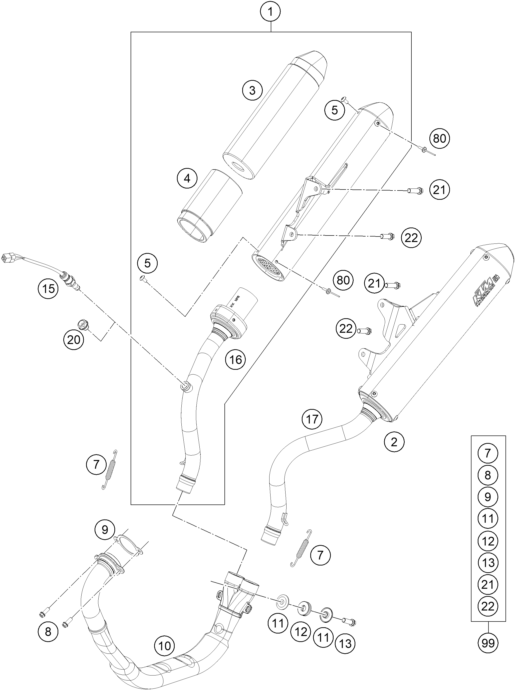 Sprängskiss: Exhaust System – KTM FREERIDE 350 2013