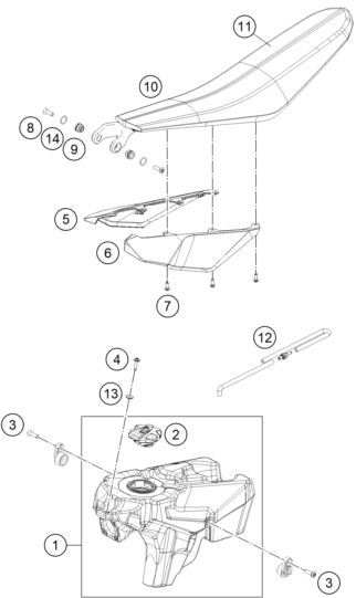 Sprängskiss: Tank, Seat – KTM FREERIDE 350 2013