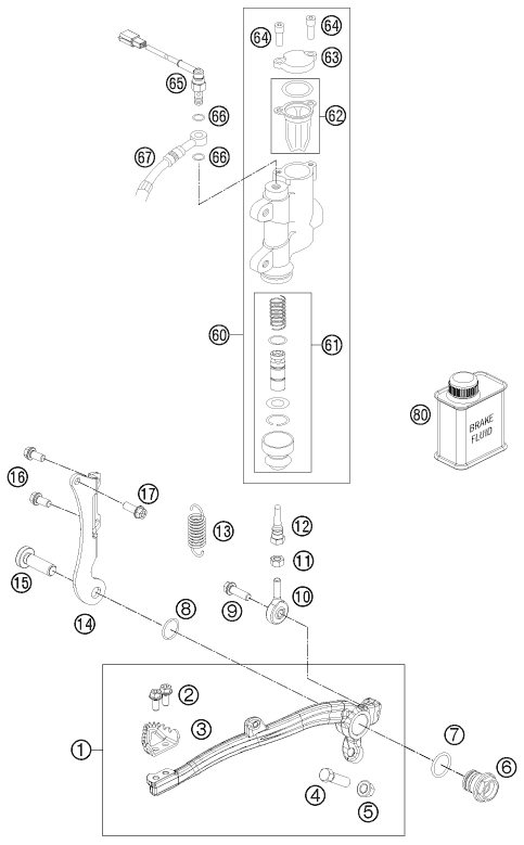 Sprängskiss: Rear Brake Control – KTM FREERIDE 350 2013
