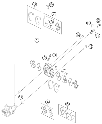 Sprängskiss: Front Brake Caliper – KTM FREERIDE 250 R 2016